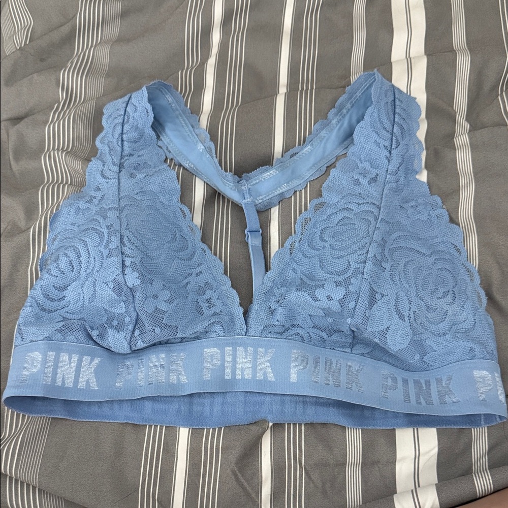 PINK Victoria's Secret Light Blue Lace Bralette